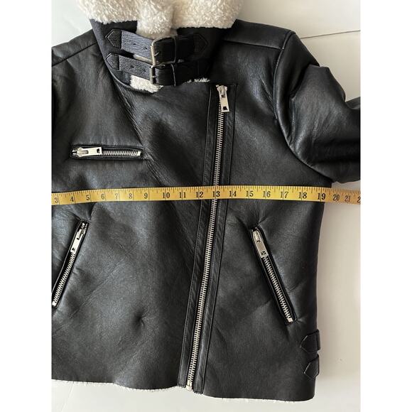 BLANK NYC Moto Jacket Women S Black Faux Leather White Faux Fur Full Zipper - Picture 7 of 12